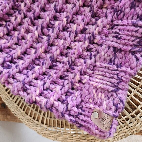 Purple Handmade Knit Winter/Fall Hat - Picture 2 of 5